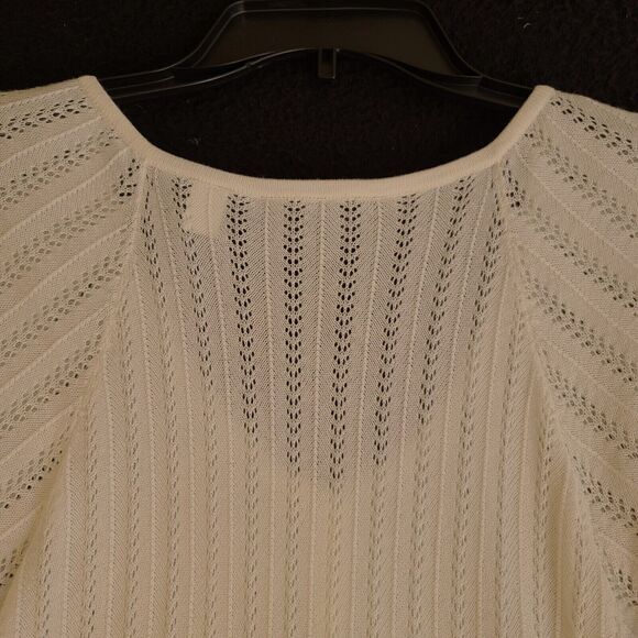 Axcess Womens Sweater Beige Size Small Cotton Blend Button Closure Short Sleeve - Picture 12 of 12